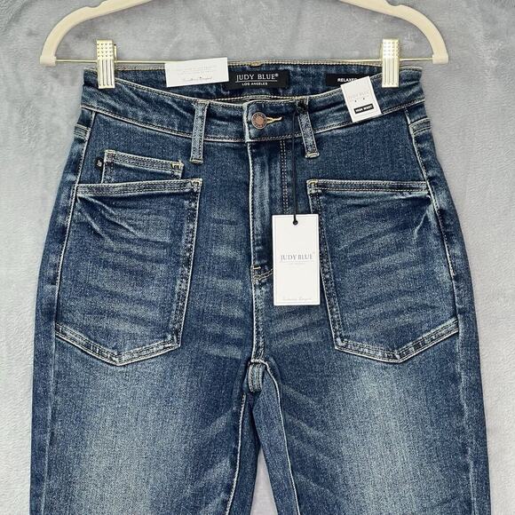 Judy Blue Relaxed High Waist Patch Pockets‎ Jeans Sz 26 90s mom Jean Style - Picture 15 of 15